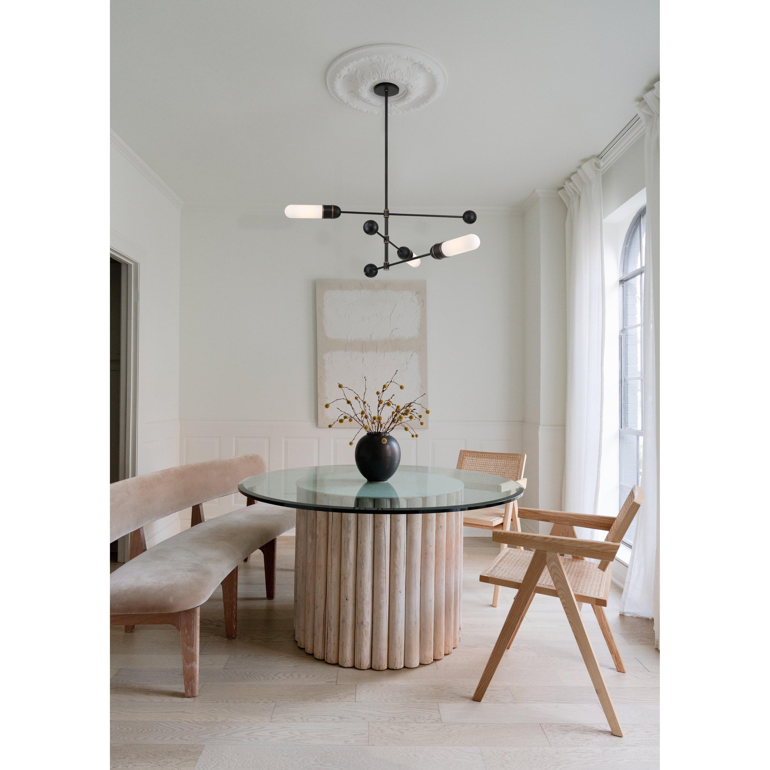 Crystorama Capsule CAP-8513-MK-TG – 47.75 Inch – 3 Light – Chandelier – Matte Black + Textured Gold – Damp Rated