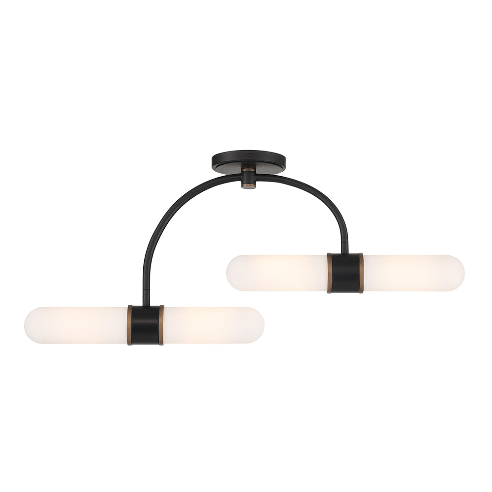 Crystorama CAP-8514-MK-TG Capsule 4 Light LED Semi Flush, UL Damp Rated, Matte Black + Textured Gold