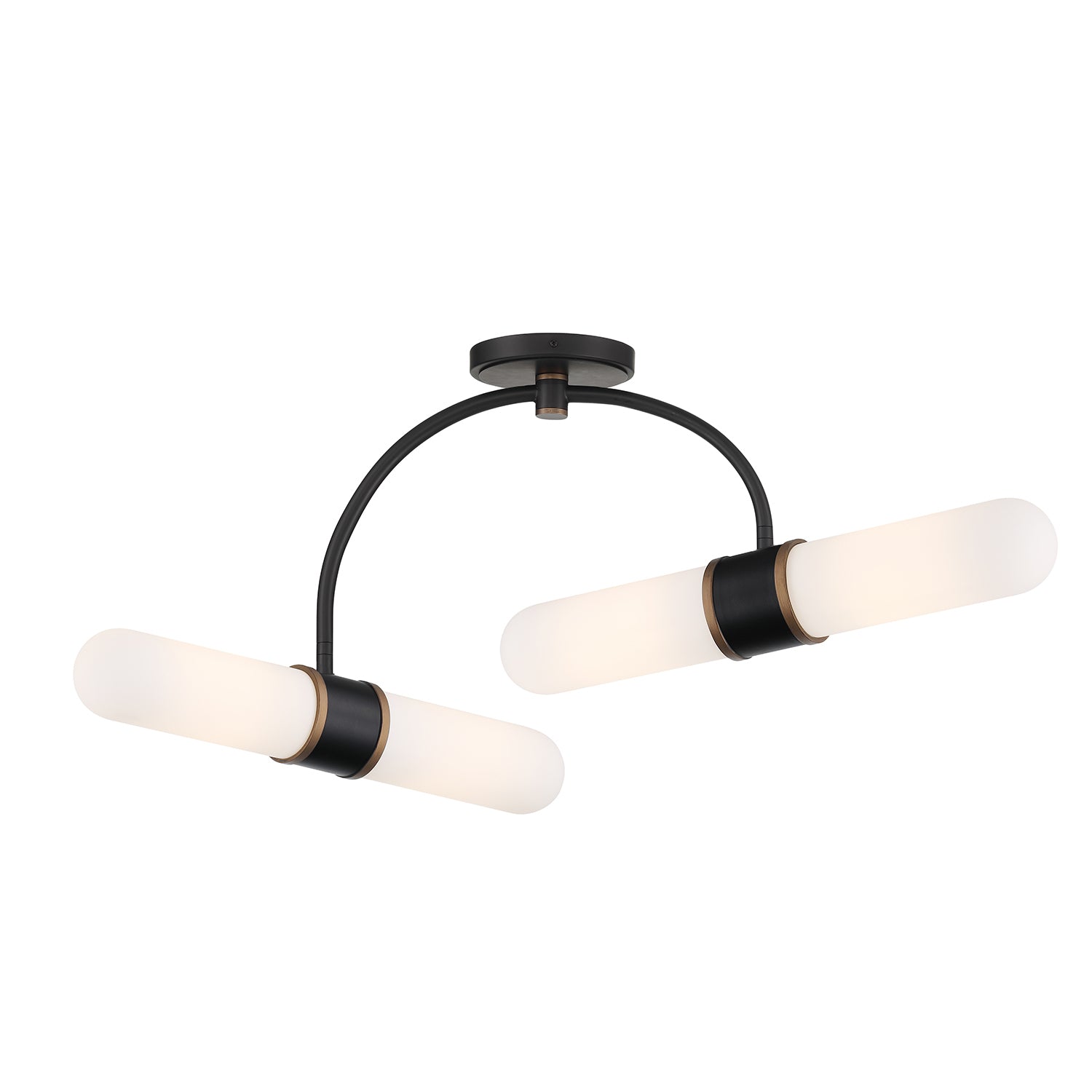 Crystorama Capsule CAP-8514-MK-TG – 34.25 Inch – 4 Light – Semi Flush Mount Light – Matte Black + Textured Gold – Damp Rated