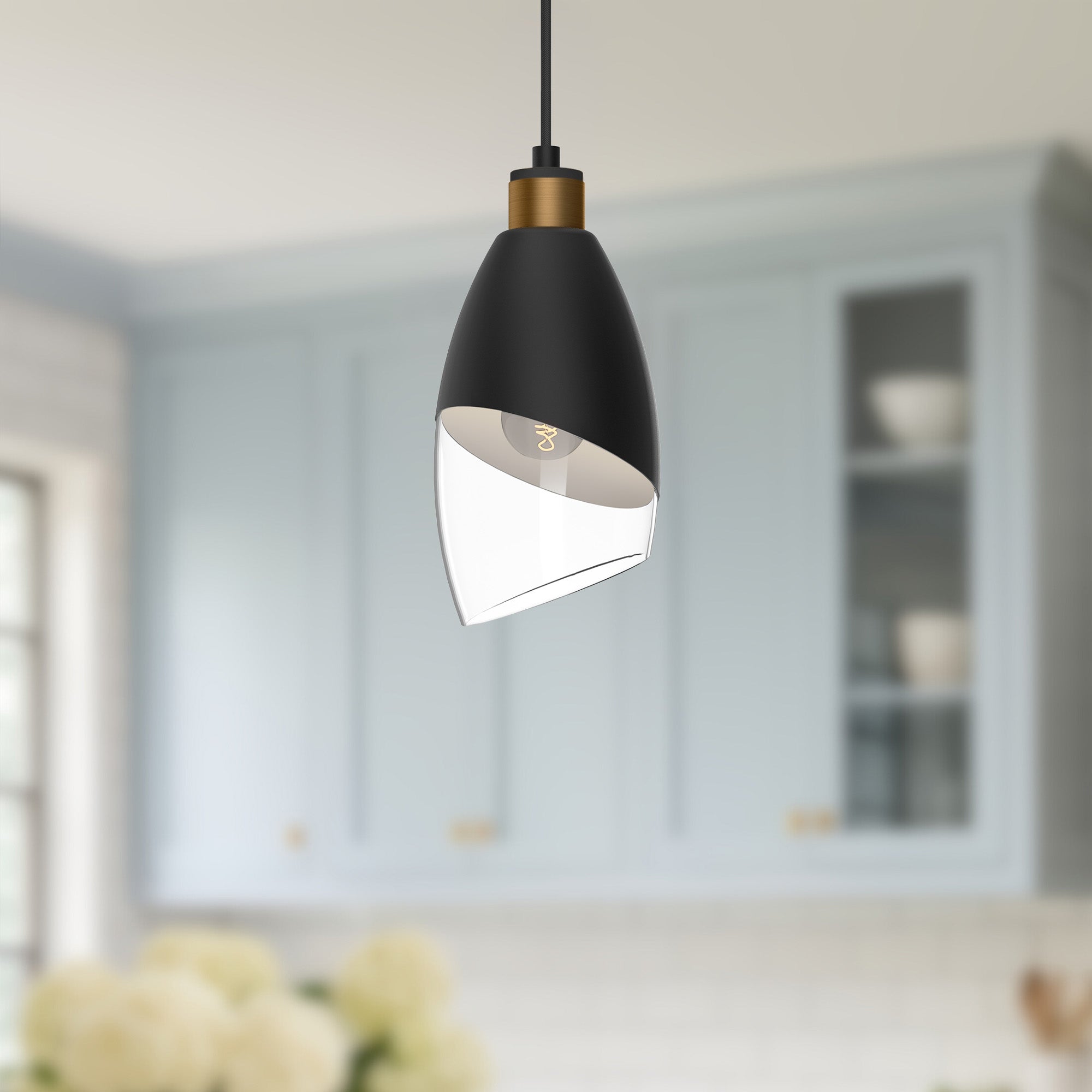 Capri 5-in Clear Glass/Matte Black 1 Light Pendant