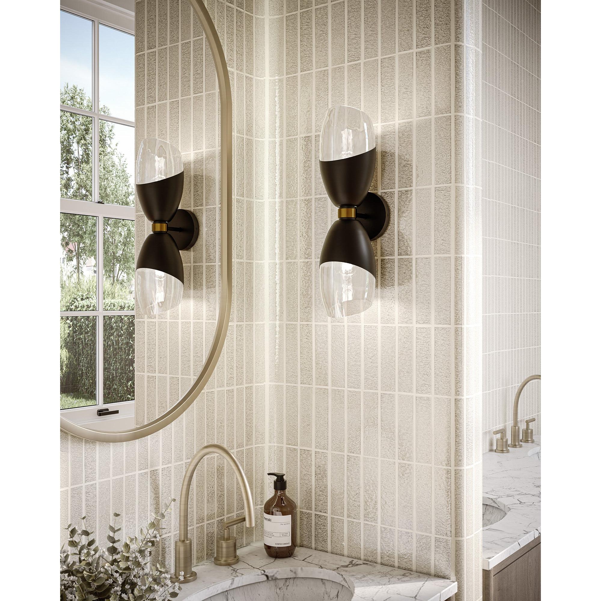 Capri 5-in Clear Glass/Matte Black 2 Lights Wall/Vanity