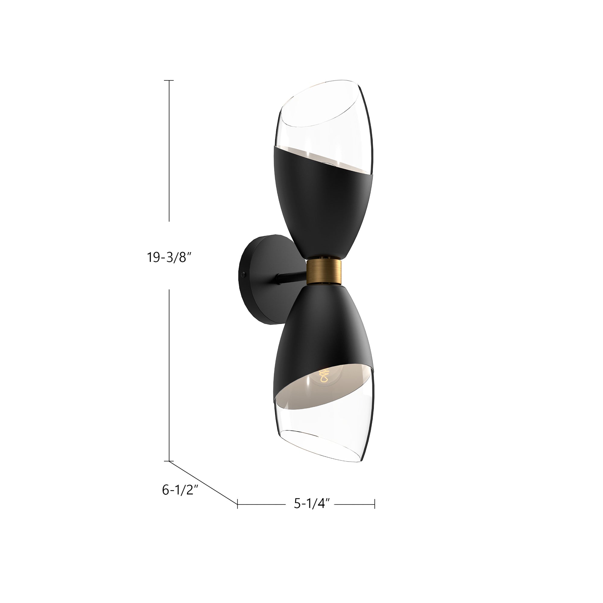 Capri 5-in Clear Glass/Matte Black 2 Lights Wall/Vanity
