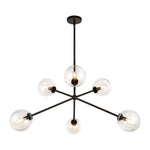 Cassia 40-in Matte Black/Clear Glass 6 Lights Chandelier