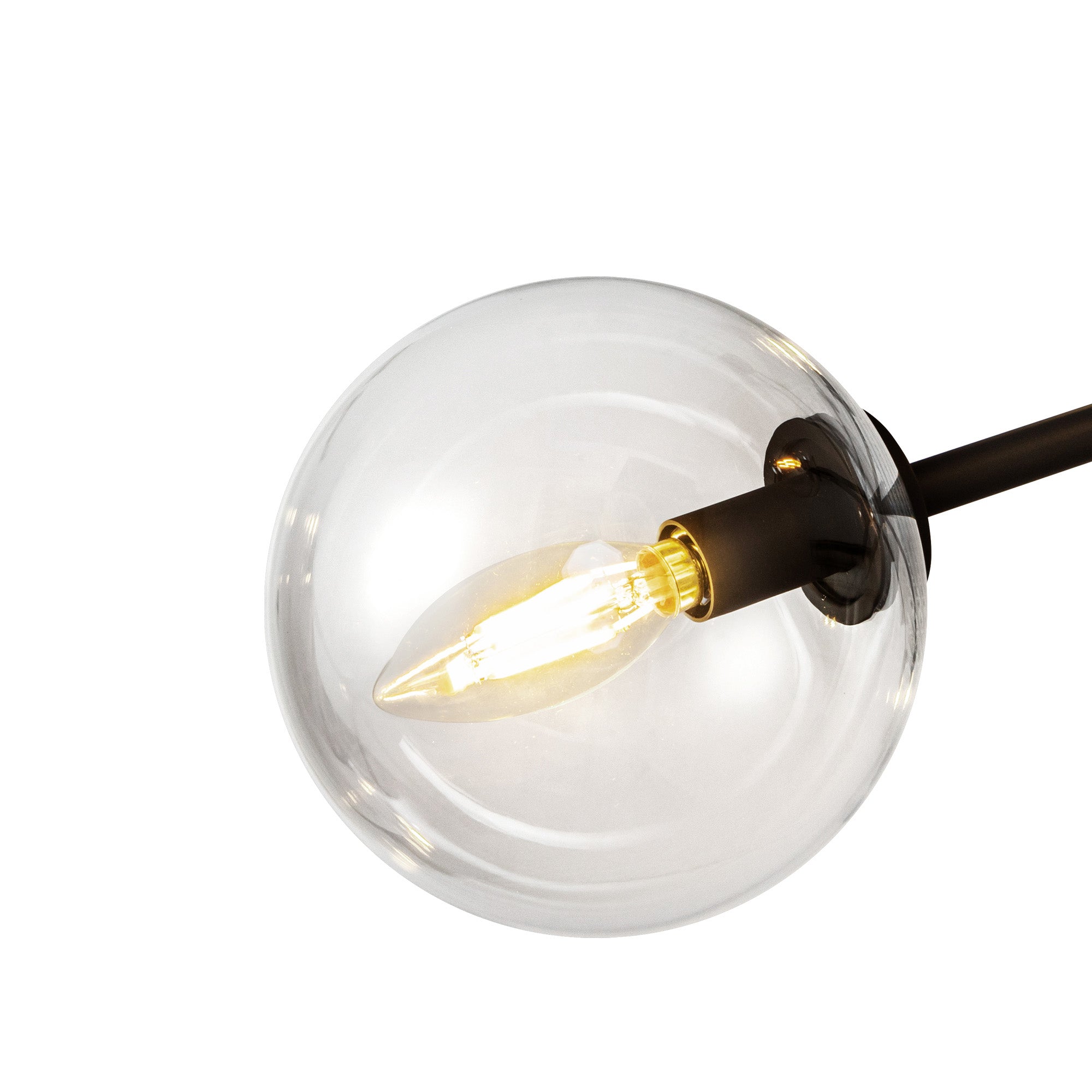 Cassia 40-in Matte Black/Clear Glass 6 Lights Chandelier