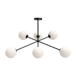 Cassia 40-in Matte Black/Opal Matte Glass 6 Lights Chandeliers