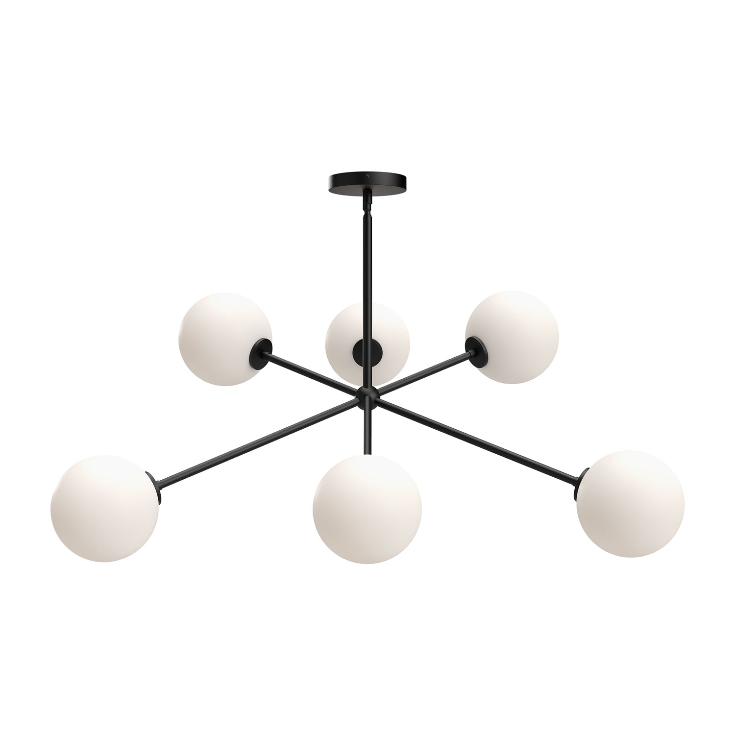 Cassia 40-in Matte Black/Opal Matte Glass 6 Lights Chandeliers