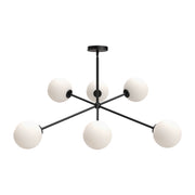 Cassia 40-in Matte Black/Opal Matte Glass 6 Lights Chandeliers