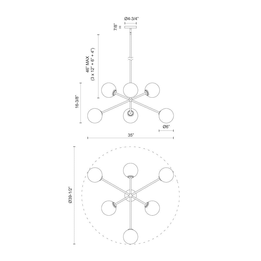 Alora Lighting CASSIA CH549640MBOP Chandelier - Matte Black