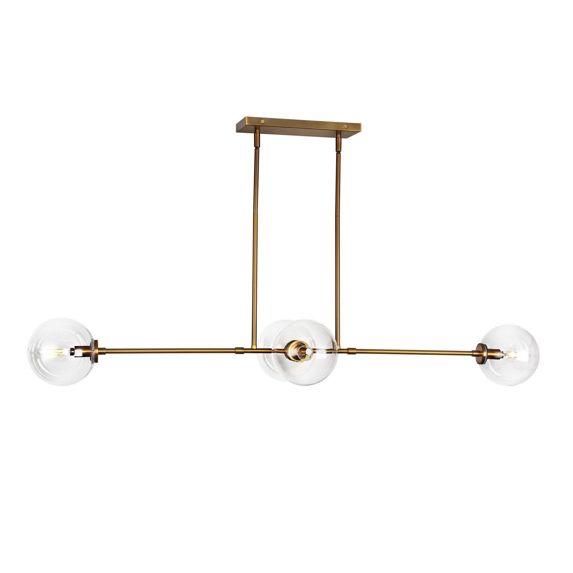 Cassia 48-in Aged Brass/Clear Glass 4 Lights Linear Pendant