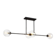 Cassia 48-in Matte Black/Clear Glass 4 Lights Linear Pendant
