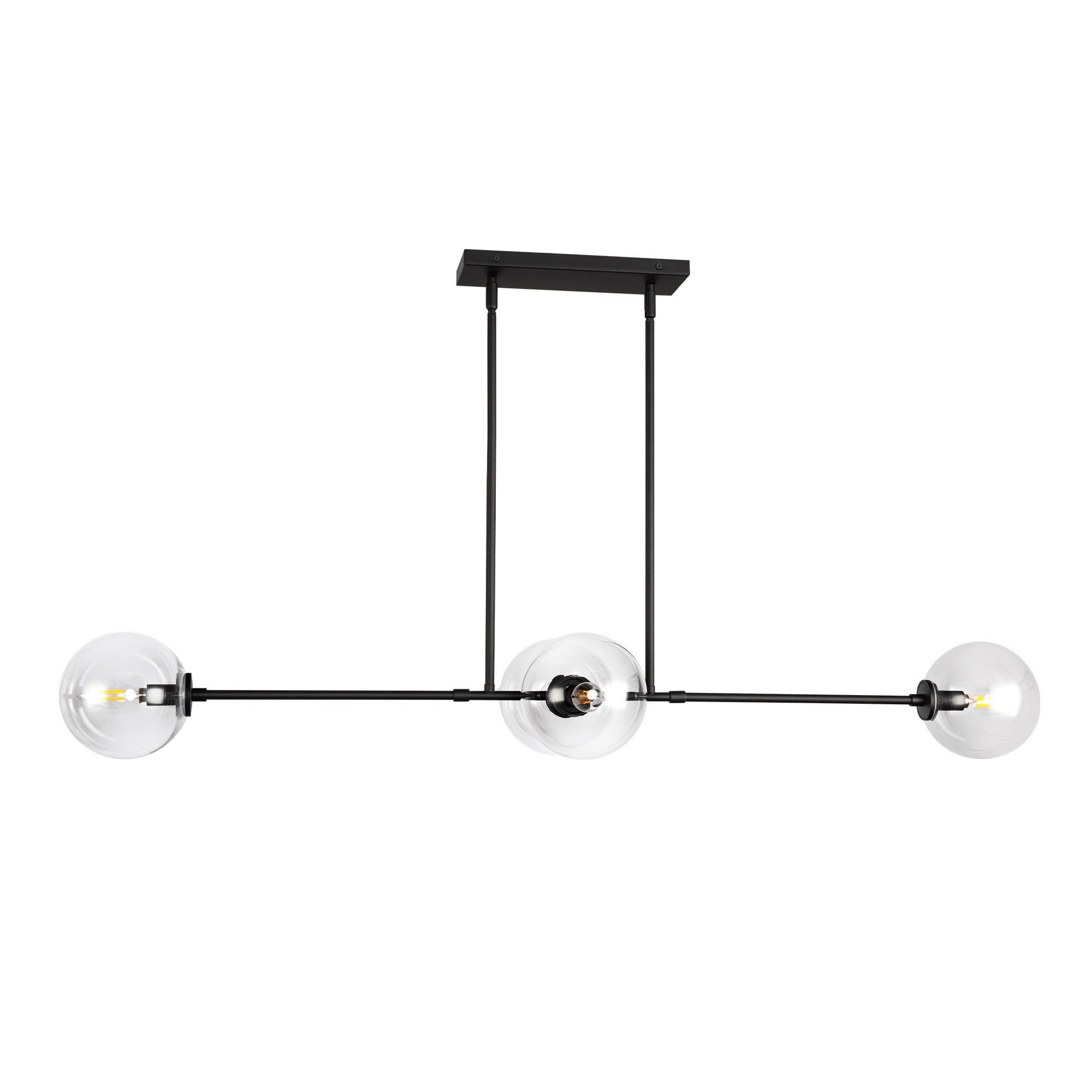 Cassia 48-in Matte Black/Clear Glass 4 Lights Linear Pendant