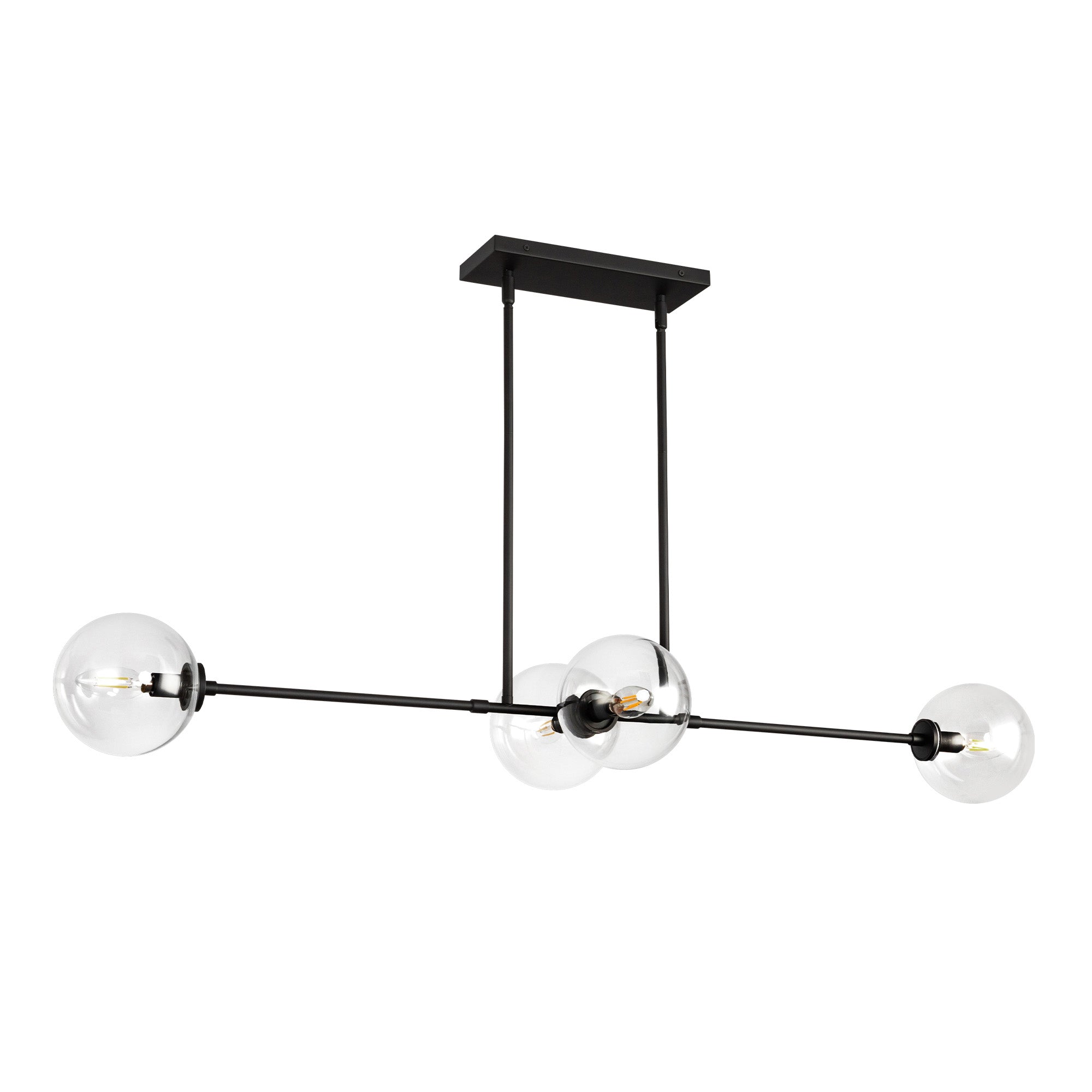 Cassia 48-in Matte Black/Clear Glass 4 Lights Linear Pendant