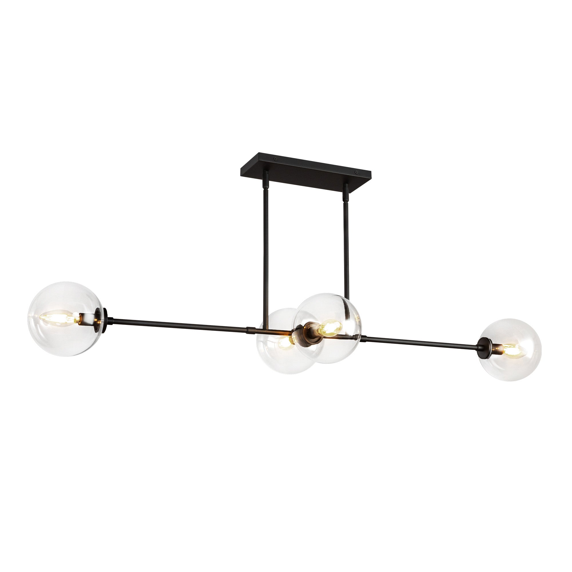 Cassia 48-in Matte Black/Clear Glass 4 Lights Linear Pendant