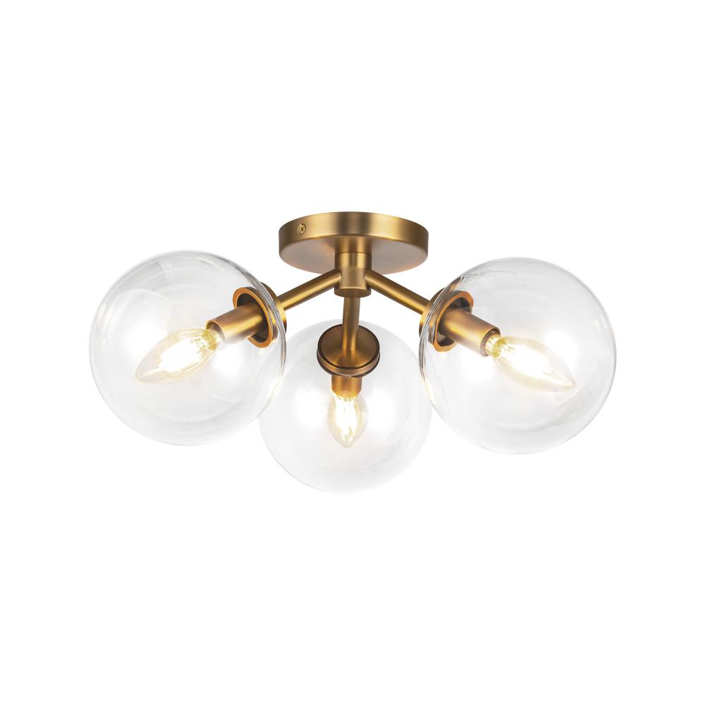 Alora Lighting CASSIA SF549315AGCL Semi Flush Mt Bohemian - Aged Brass