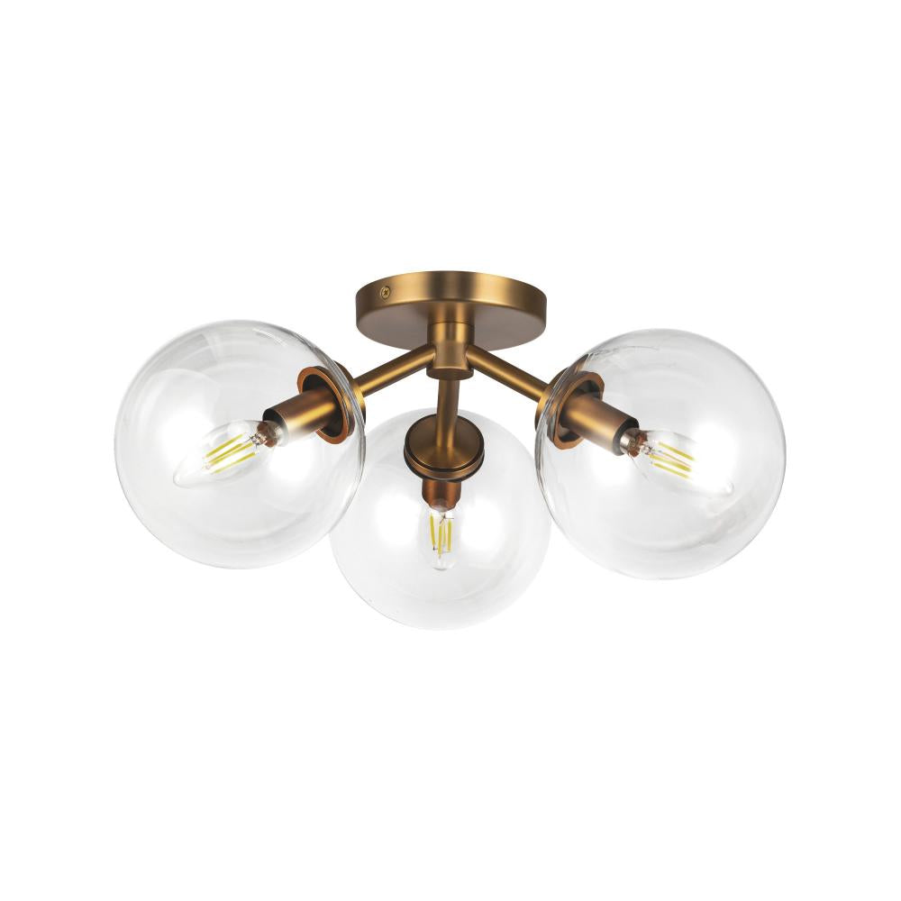 Alora Lighting CASSIA SF549315AGCL Semi Flush Mt Bohemian - Aged Brass