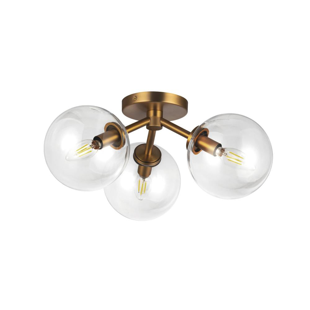 Alora Lighting CASSIA SF549315AGCL Semi Flush Mt Bohemian - Aged Brass