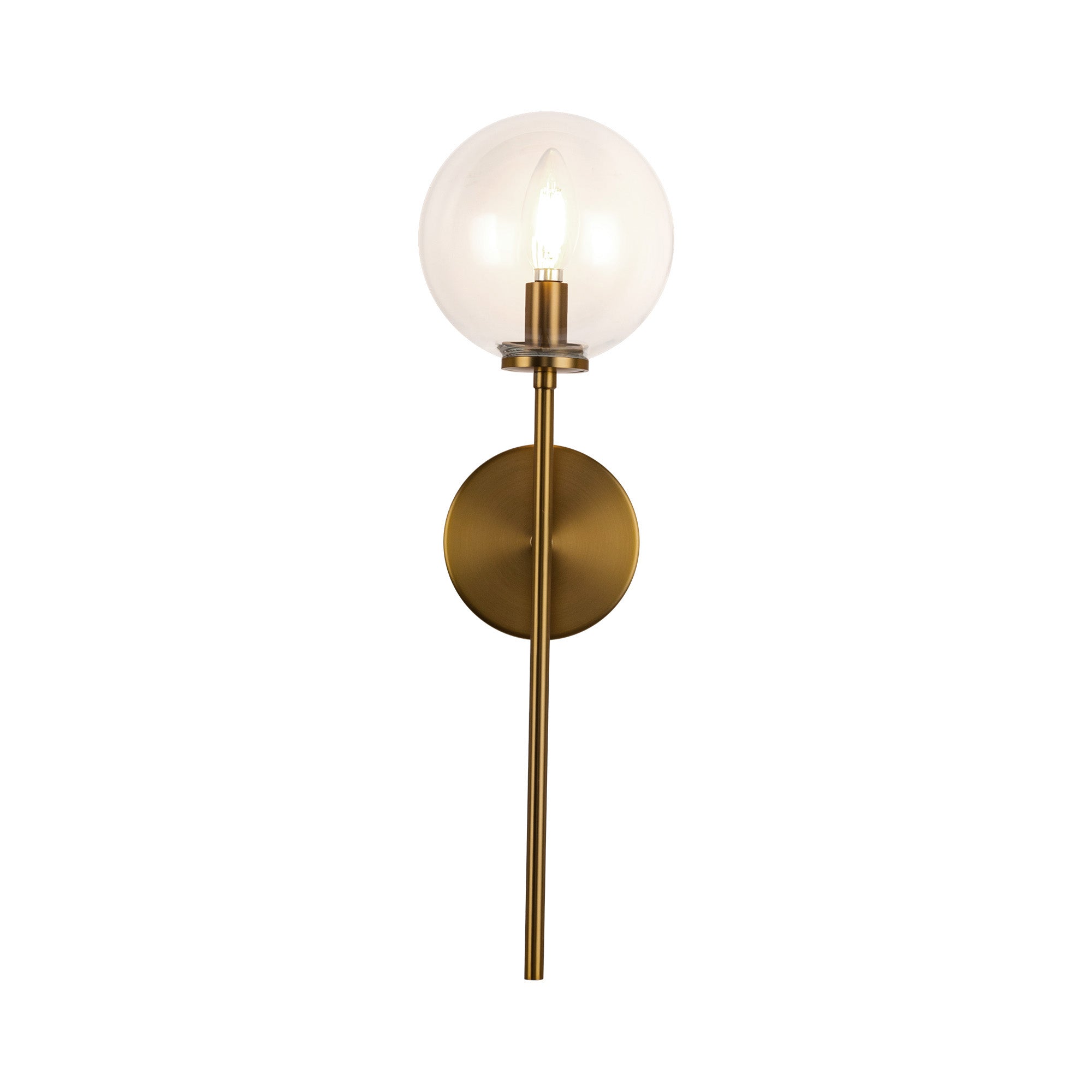 Cassia 1 Head Aged Brass/Clear Glass 1 Light Wall Vanity