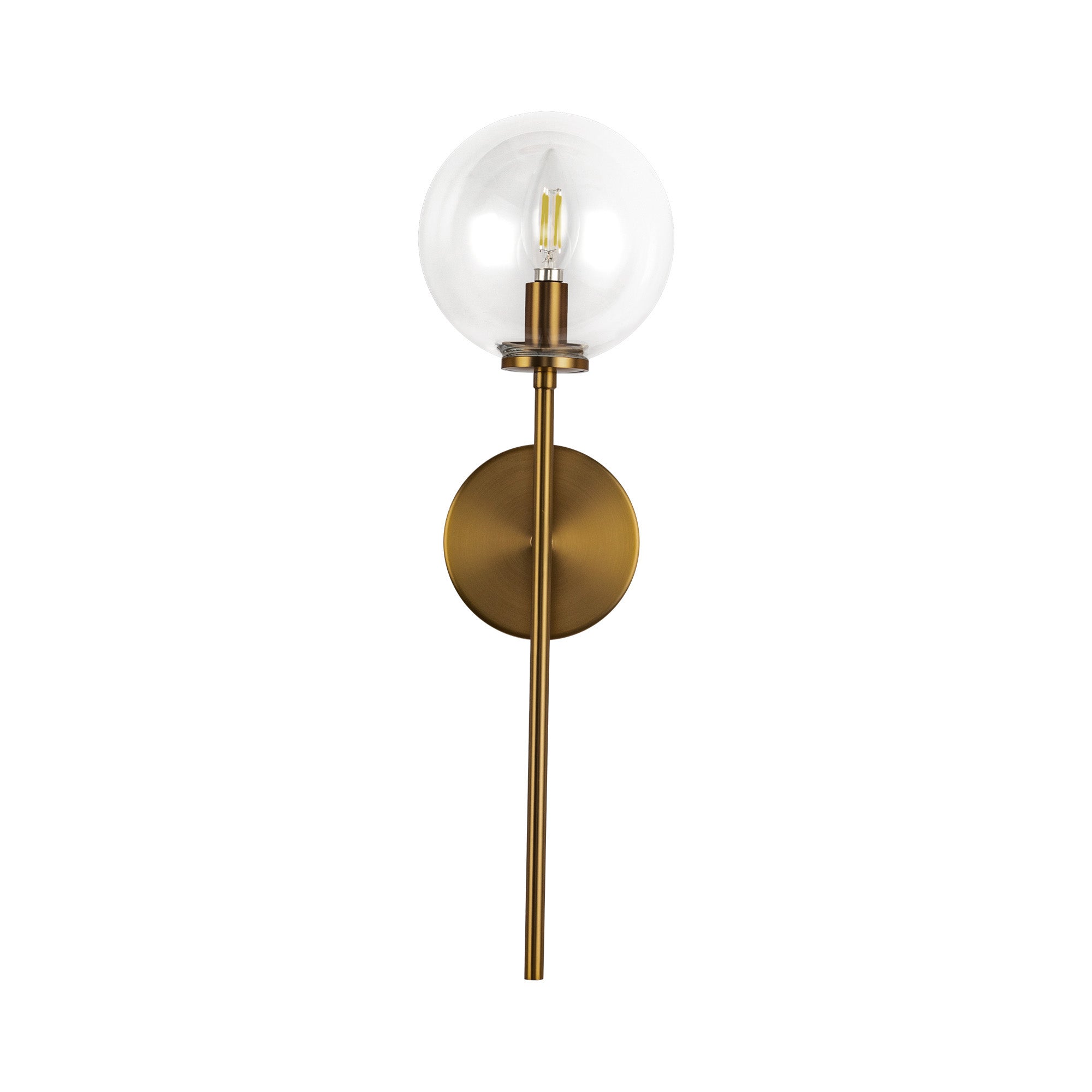 Cassia 1 Head Aged Brass/Clear Glass 1 Light Wall Vanity