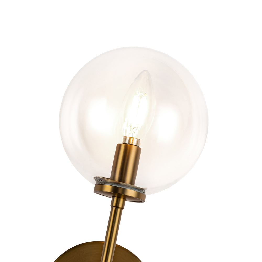 ALORA MOOD Lighting Cassia WV549101AGCL Wall Vanity Light Fixture, UL Damp Rated, Aged Gold/Clear Glass