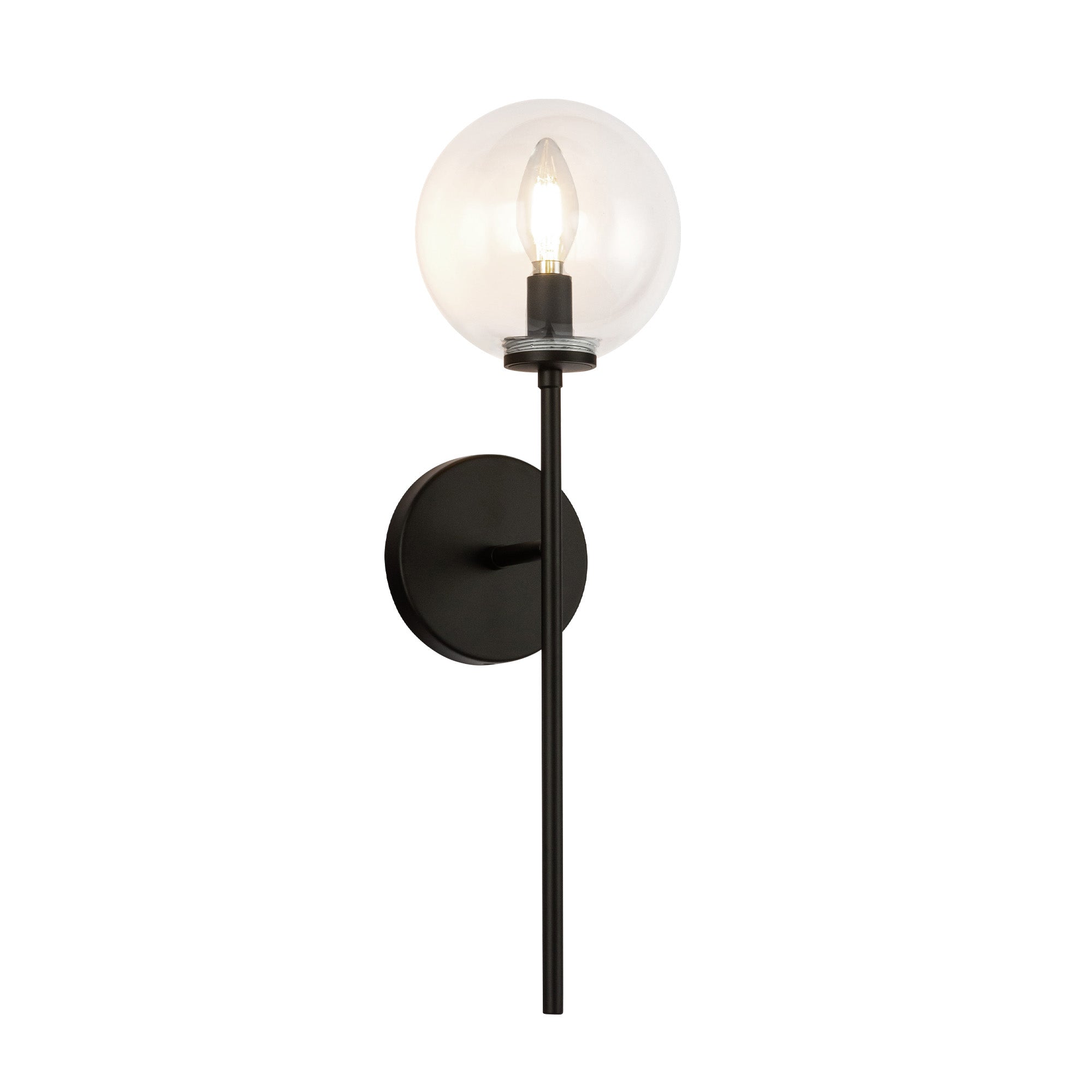 Cassia 1 Head Matte Black/Clear Glass 1 Light Wall Vanity
