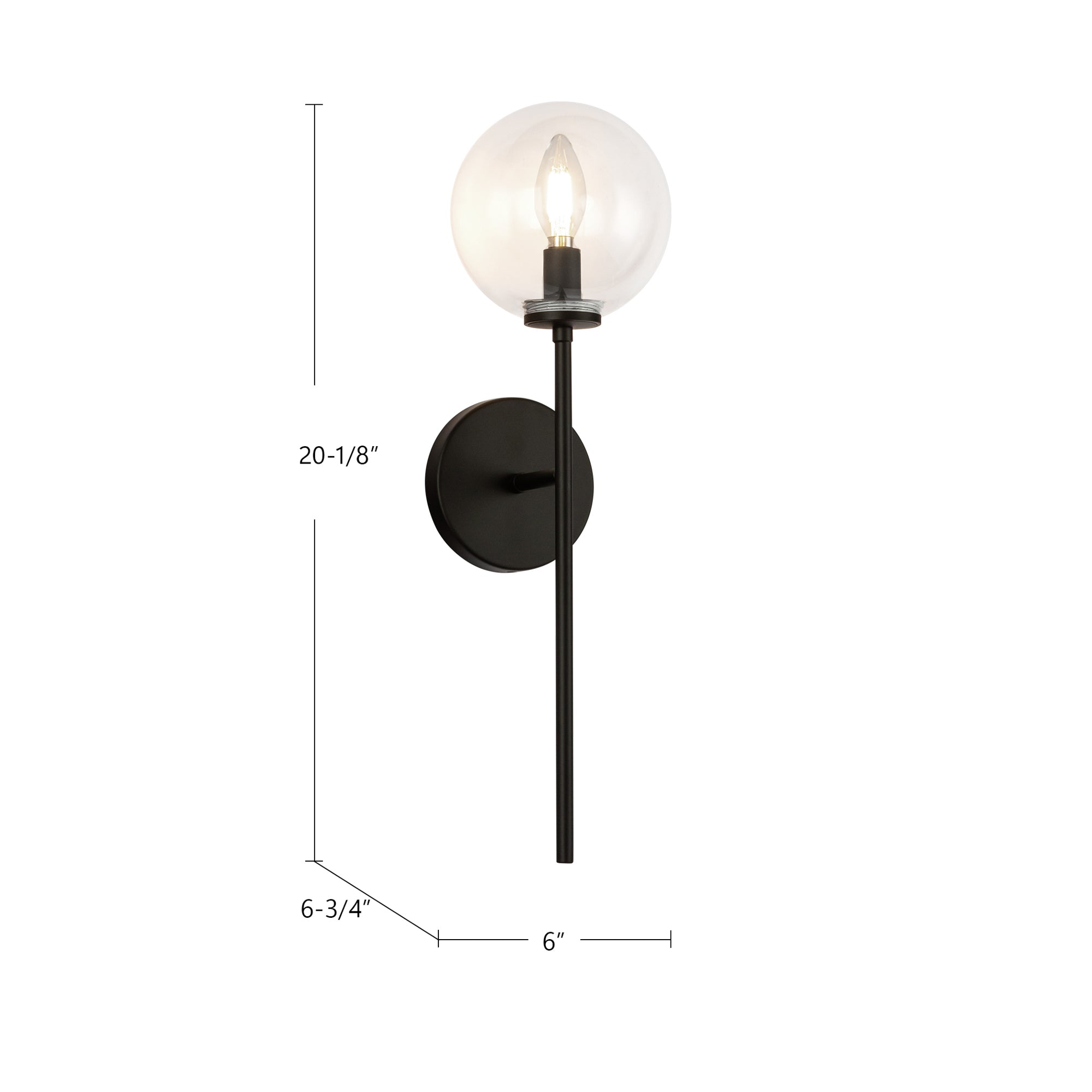 Cassia 6-in Matte Black/Opal Matte Glass 1 Light Wall/Vanity
