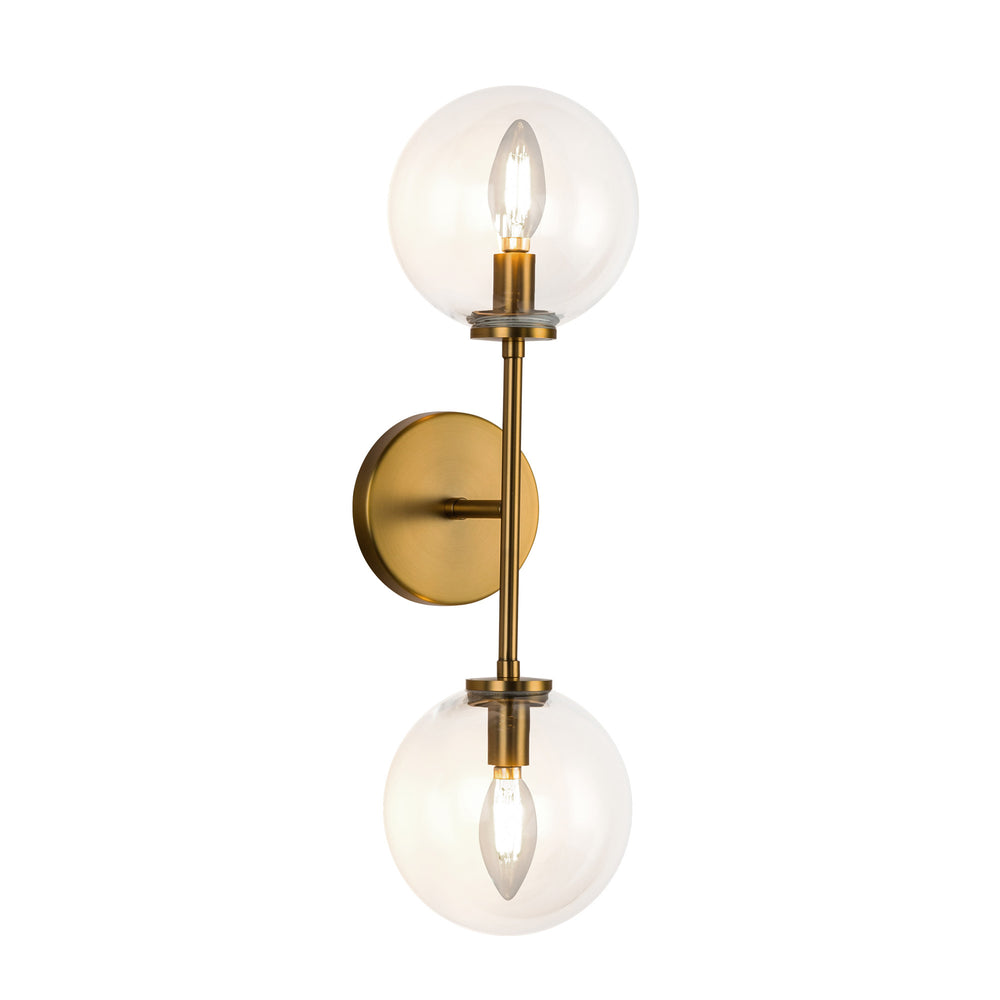 ALORA MOOD Lighting WV549220AGCL Wall Vanity Light Fixture, UL Damp Rated, Aged Brass/Clear Glass