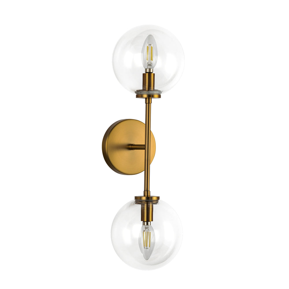 ALORA MOOD Lighting WV549220AGCL Wall Vanity Light Fixture, UL Damp Rated, Aged Brass/Clear Glass