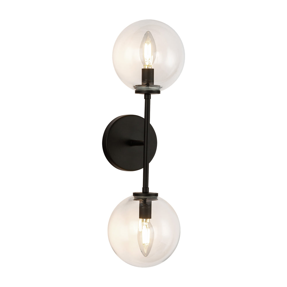 ALORA MOOD Lighting WV549220MBCL Wall Vanity Light Fixture, UL Damp Rated, Matte Black/Clear Glass