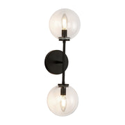 ALORA MOOD Lighting WV549220MBCL Wall Vanity Light Fixture, UL Damp Rated, Matte Black/Clear Glass