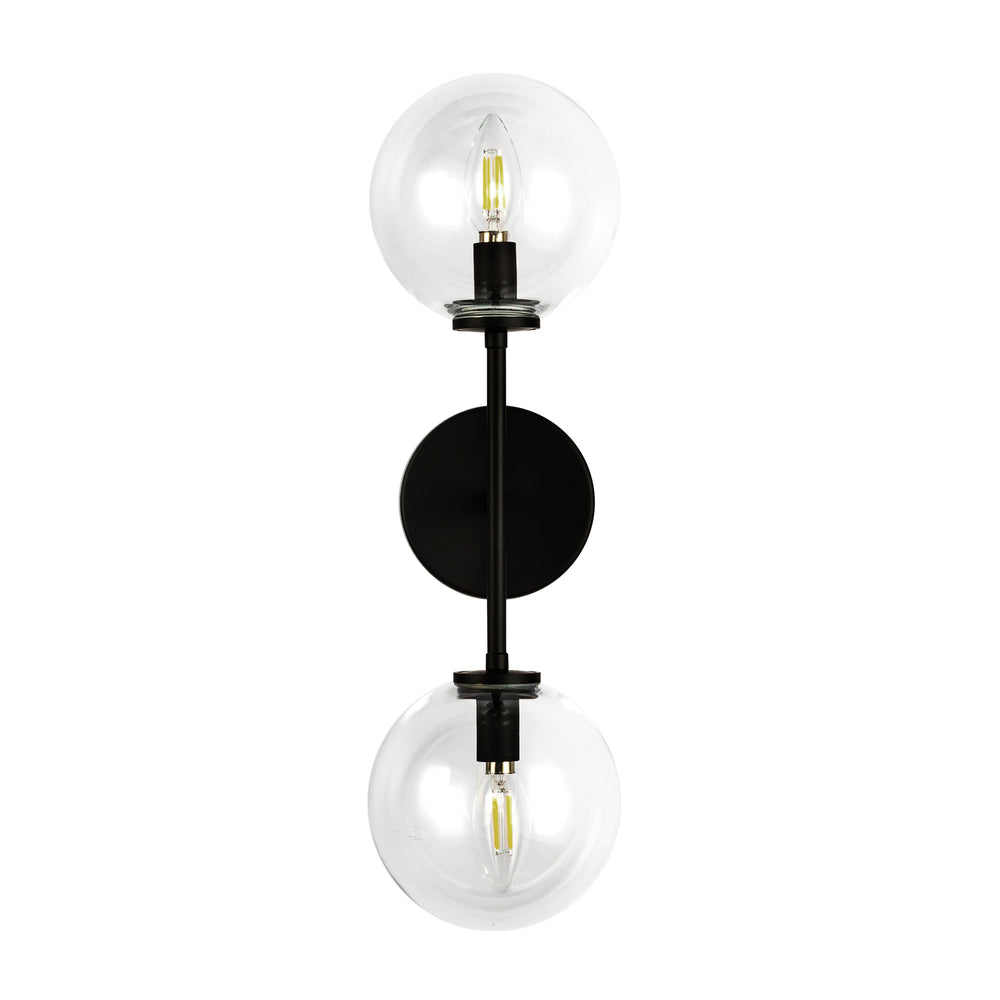 ALORA MOOD Lighting WV549220MBCL Wall Vanity Light Fixture, UL Damp Rated, Matte Black/Clear Glass