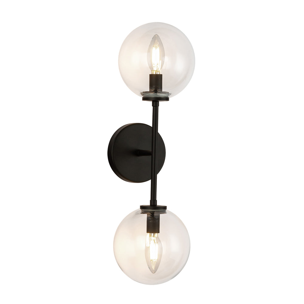 ALORA MOOD Lighting WV549220MBCL Wall Vanity Light Fixture, UL Damp Rated, Matte Black/Clear Glass