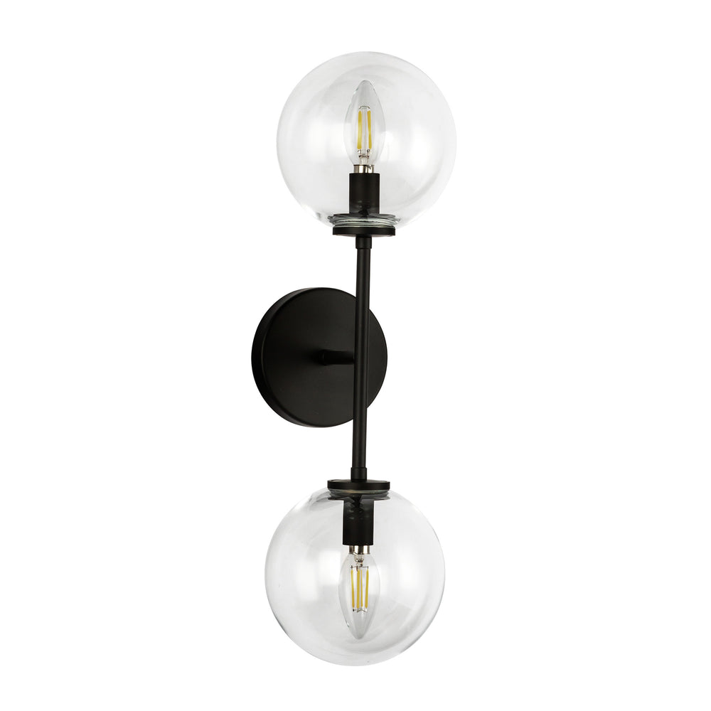 ALORA MOOD Lighting WV549220MBCL Wall Vanity Light Fixture, UL Damp Rated, Matte Black/Clear Glass