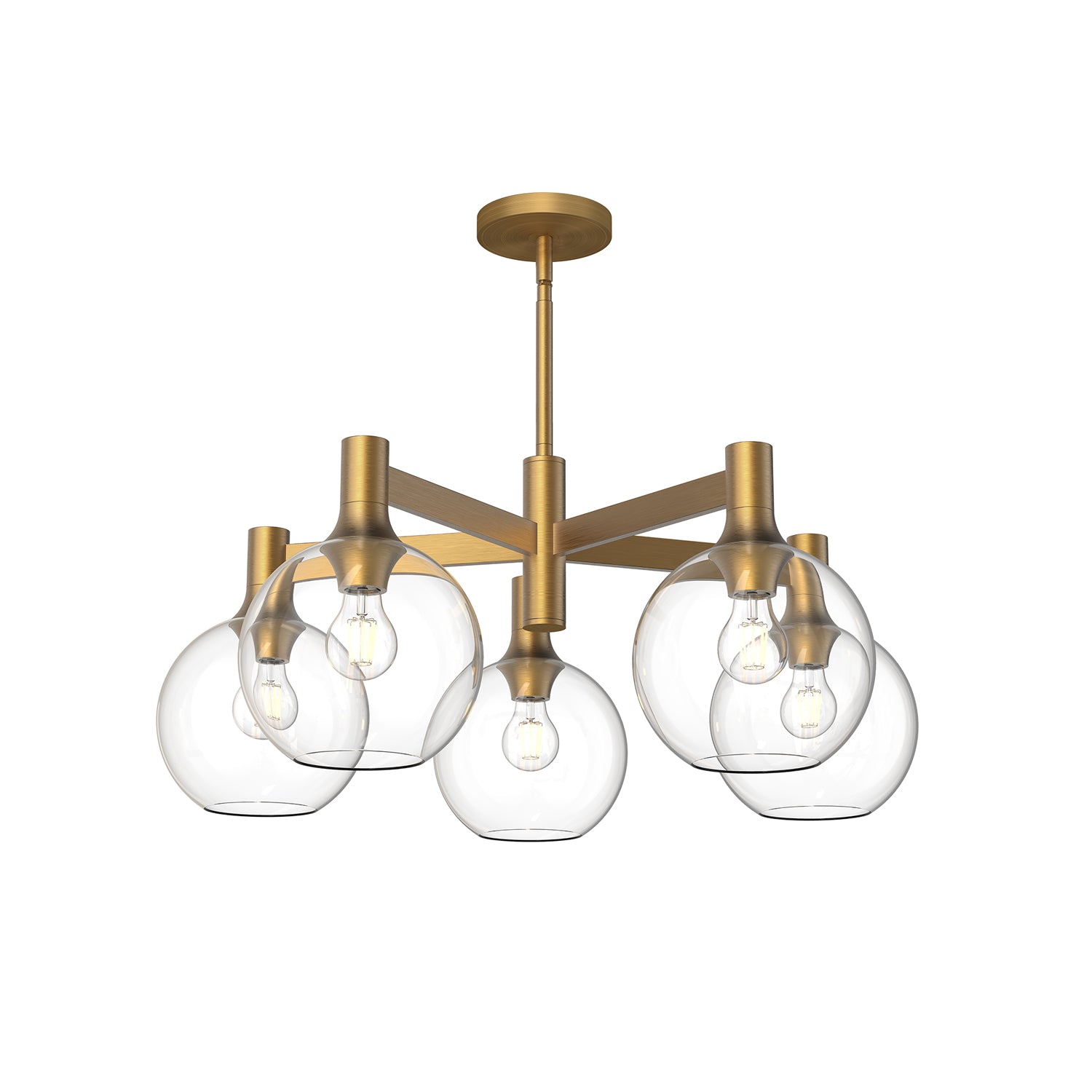 Castilla 29-in Aged Gold/Clear Glass 5 Lights Chandeliers