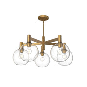 Castilla 29-in Aged Gold/Clear Glass 5 Lights Chandeliers