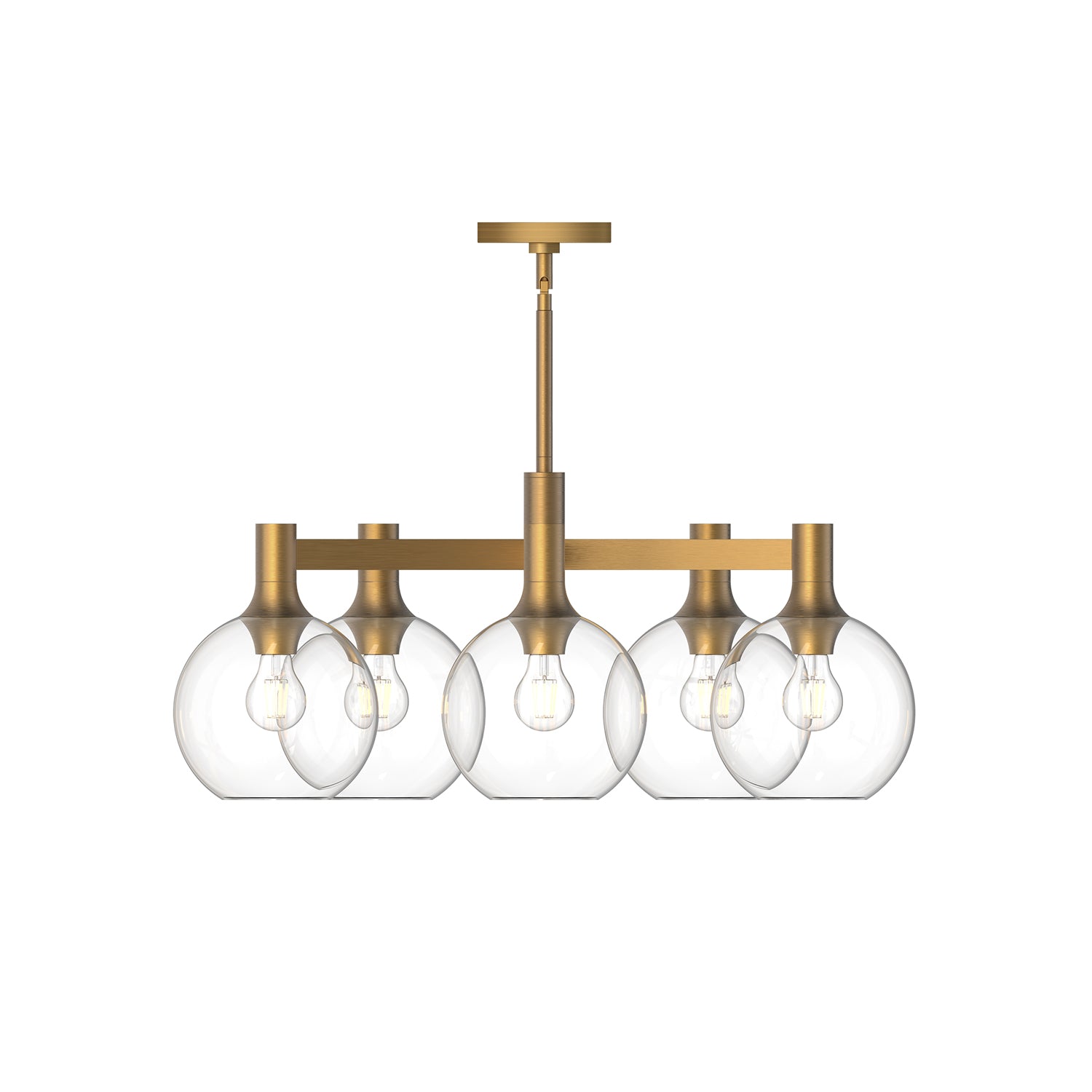 Castilla 29-in Aged Gold/Clear Glass 5 Lights Chandeliers