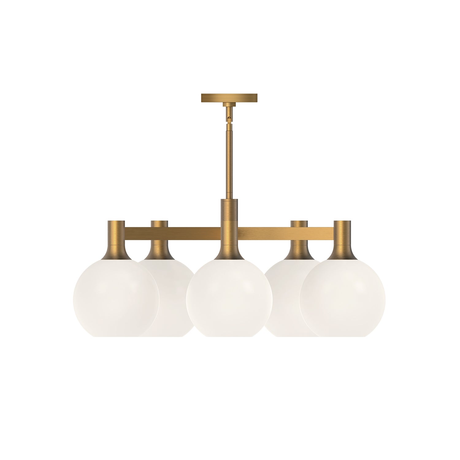 Castilla 29-in Aged Gold/Opal Matte Glass 5 Lights Chandeliers