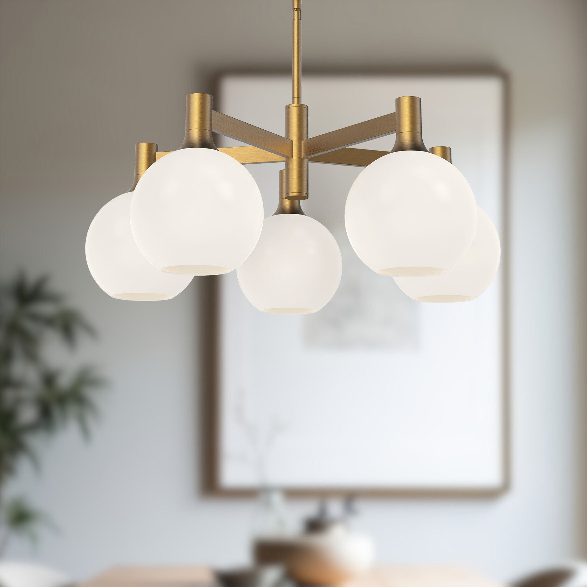 Castilla 29-in Aged Gold/Opal Matte Glass 5 Lights Chandeliers