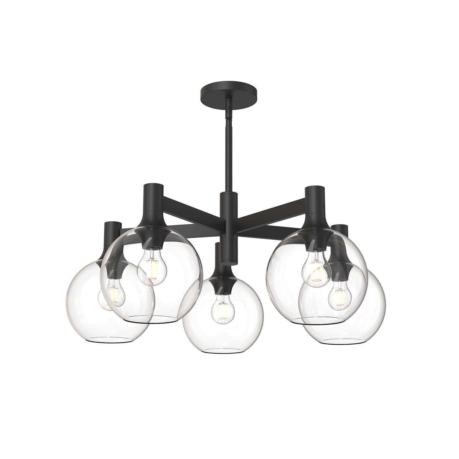 Castilla 29-in Clear Glass/Matte Black 5 Lights Chandeliers