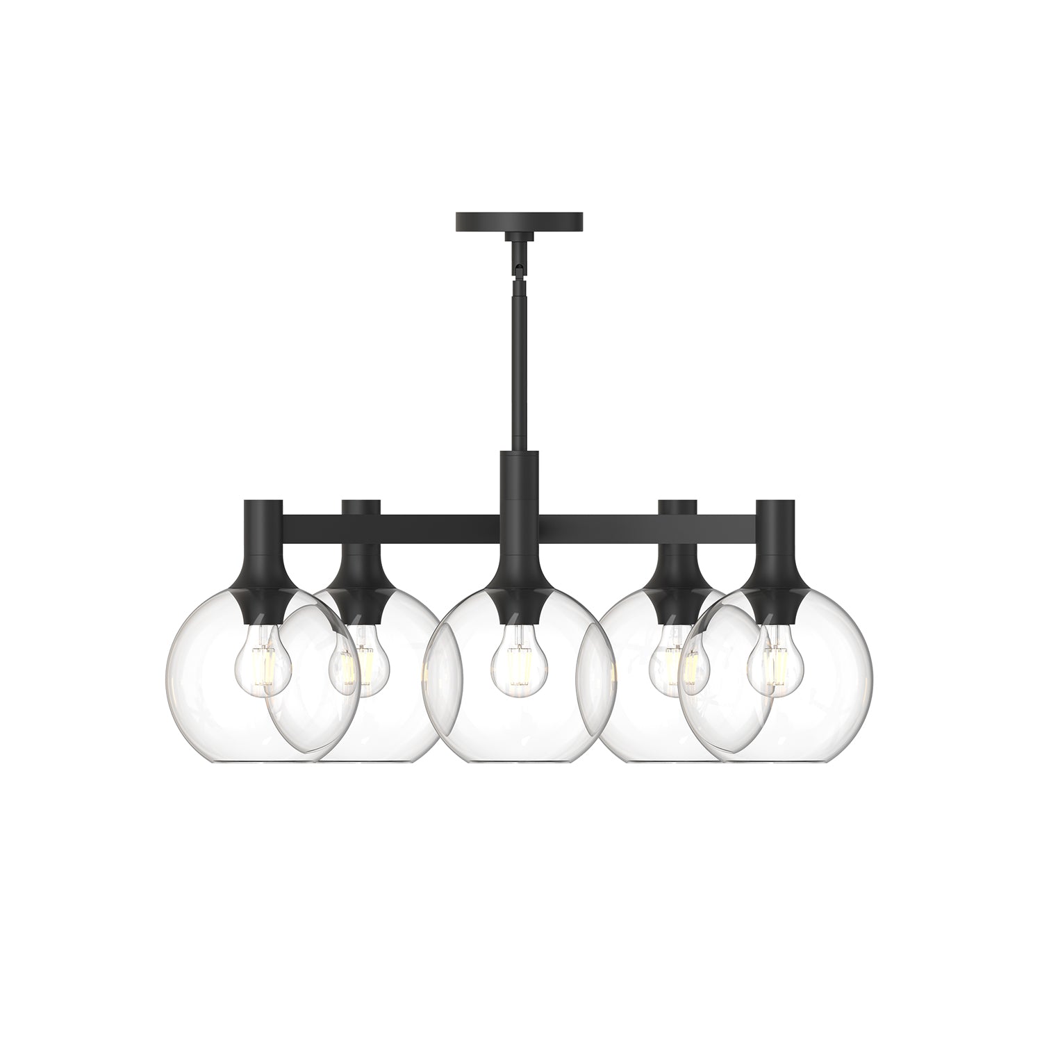 Castilla 29-in Clear Glass/Matte Black 5 Lights Chandeliers