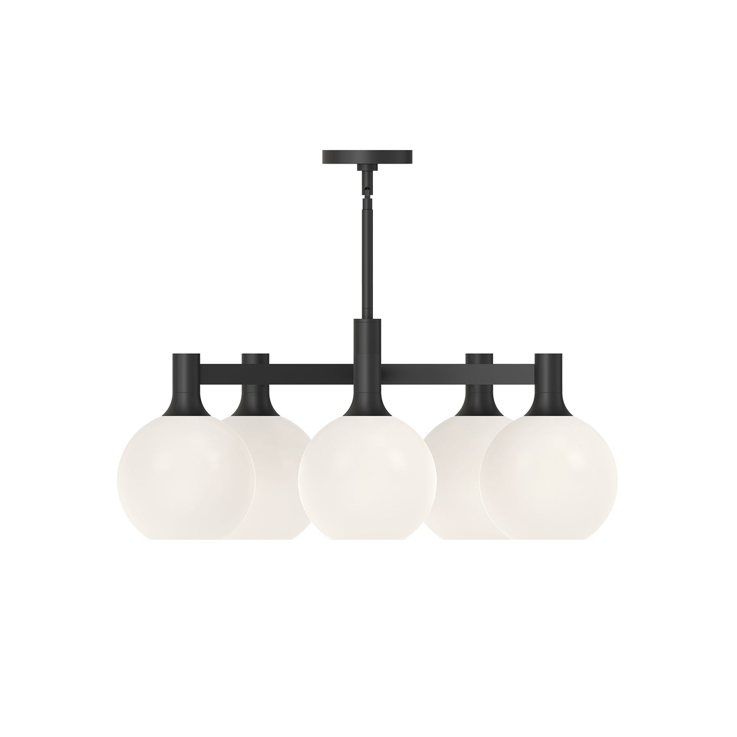 Castilla 29-in Matte Black/Opal Matte Glass 5 Lights Chandeliers