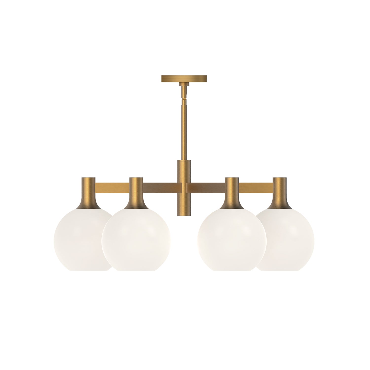 Castilla 29-in Aged Gold/Opal Matte Glass 6 Lights Chandeliers