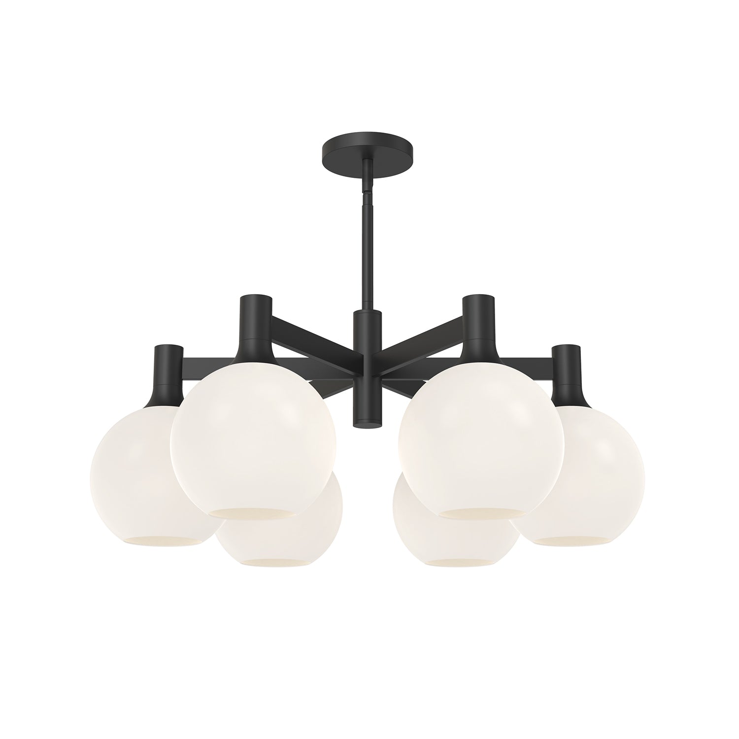 Castilla 29-in Matte Black/Opal Matte Glass 6 Lights Chandeliers