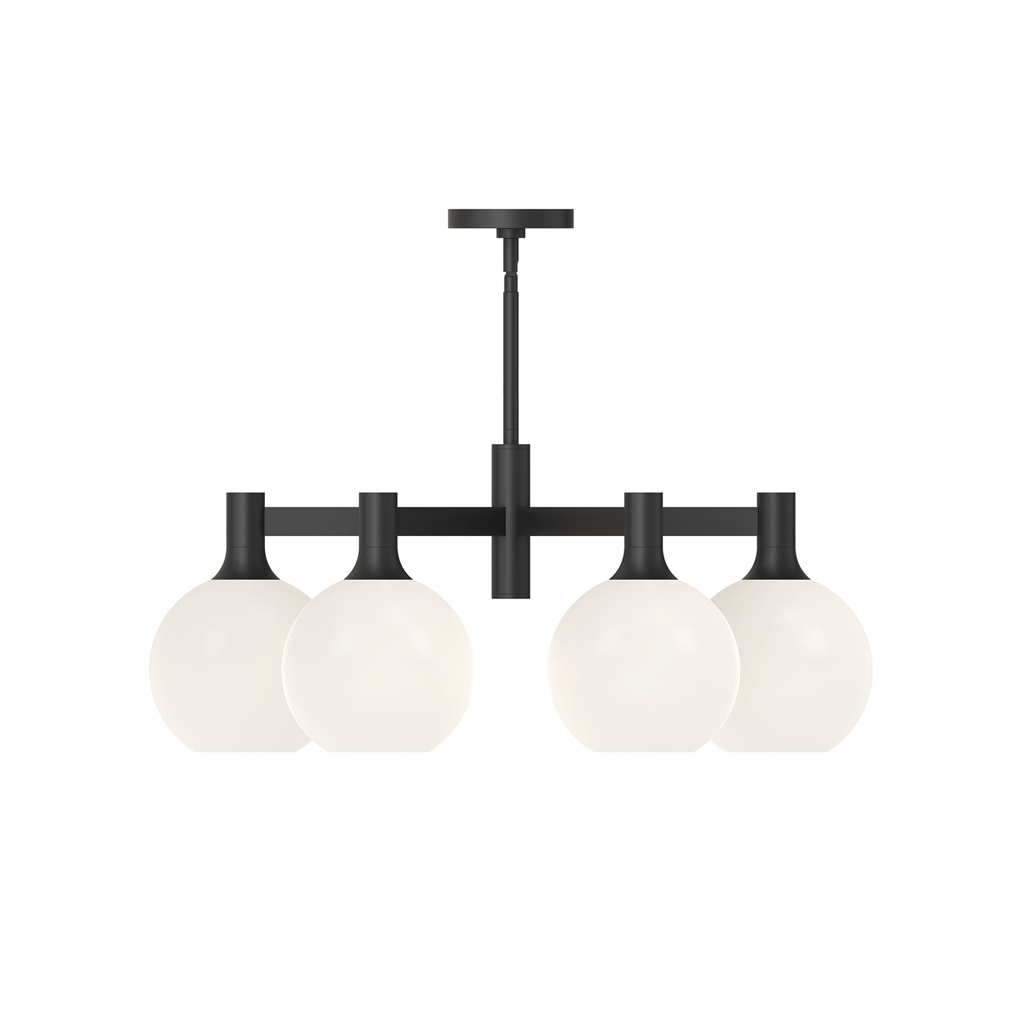 Castilla 29-in Matte Black/Opal Matte Glass 6 Lights Chandeliers