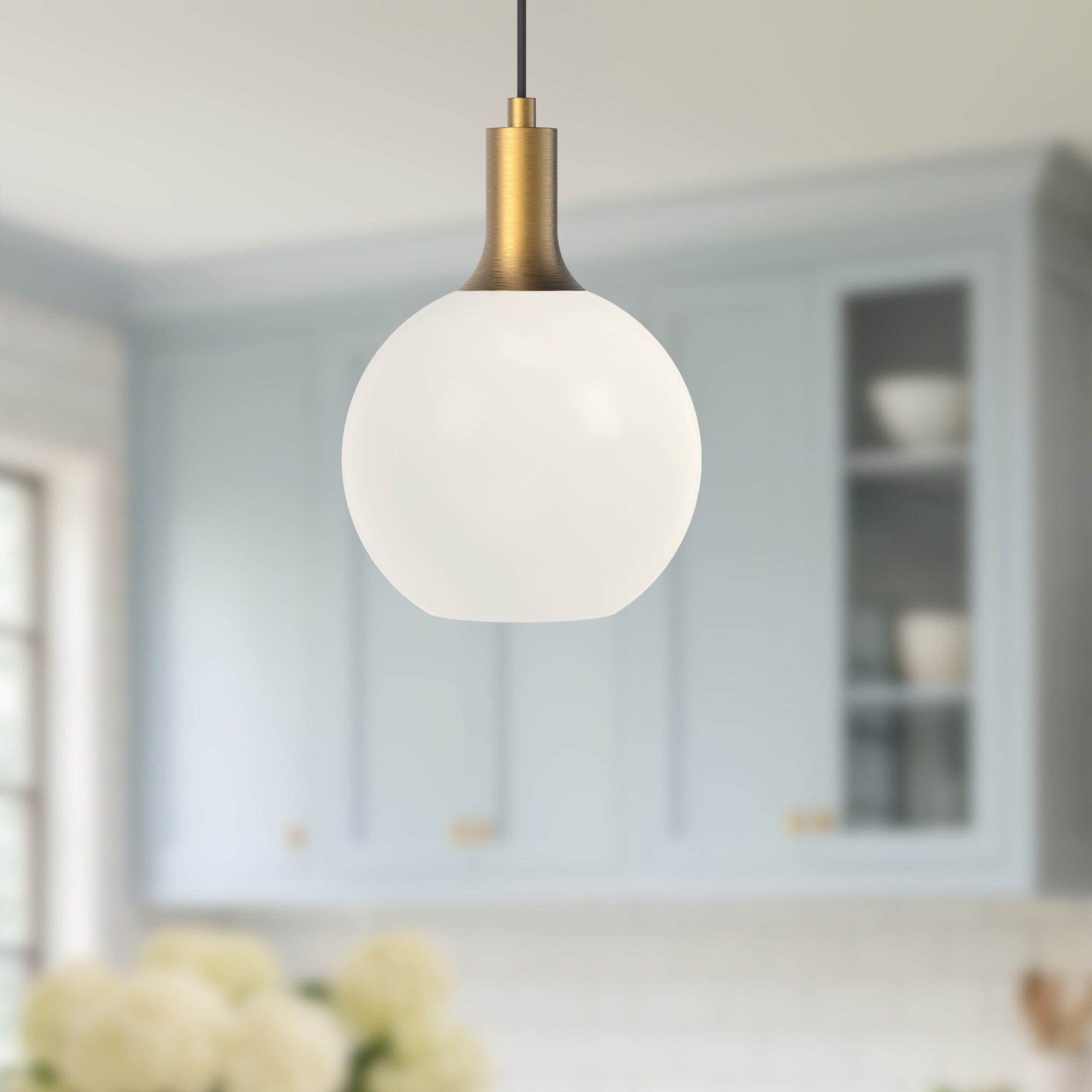 Castilla 8-in Aged Gold/Opal Matte Glass 1 Light Pendant