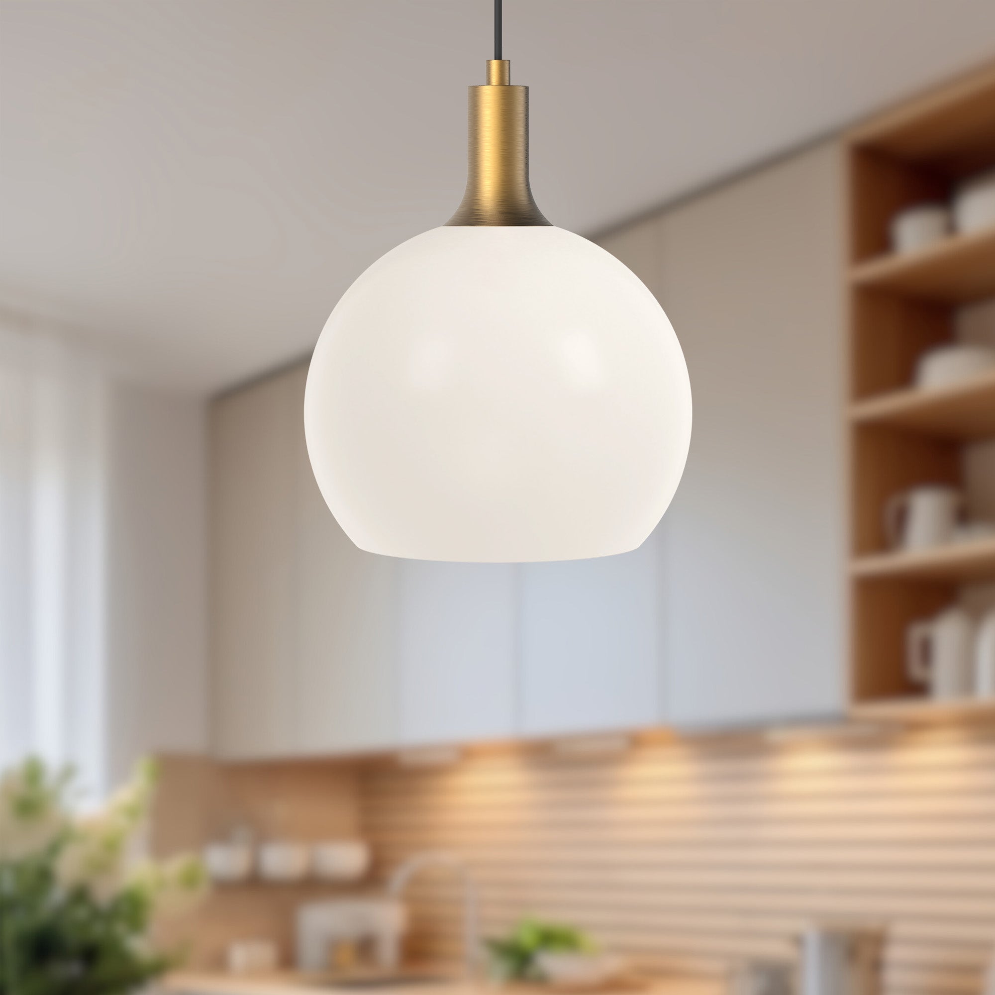 Castilla 10-in Aged Gold/Opal Matte Glass 1 Light Pendant