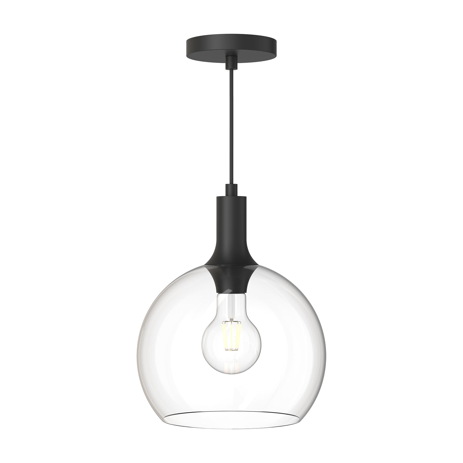 Castilla 10-in Clear Glass/Matte Black 1 Light Pendant