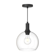 Castilla 10-in Clear Glass/Matte Black 1 Light Pendant