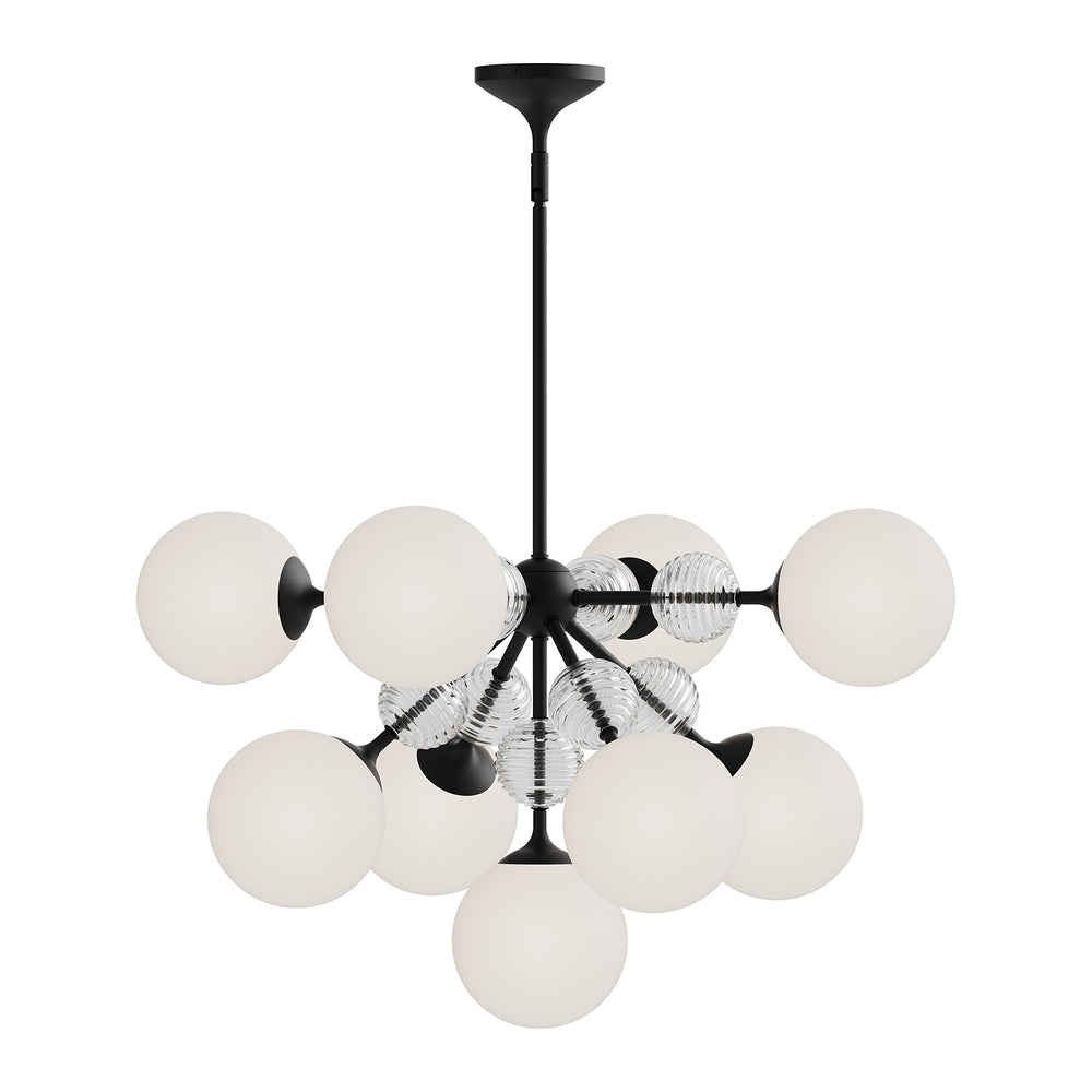 ALORA MOOD Lighting CH415331MBOP Chandeliers, Matte Black/Opal Glass