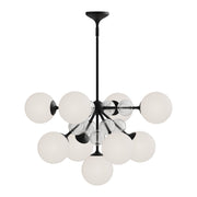 ALORA MOOD Lighting CH415331MBOP Chandeliers, Matte Black/Opal Glass