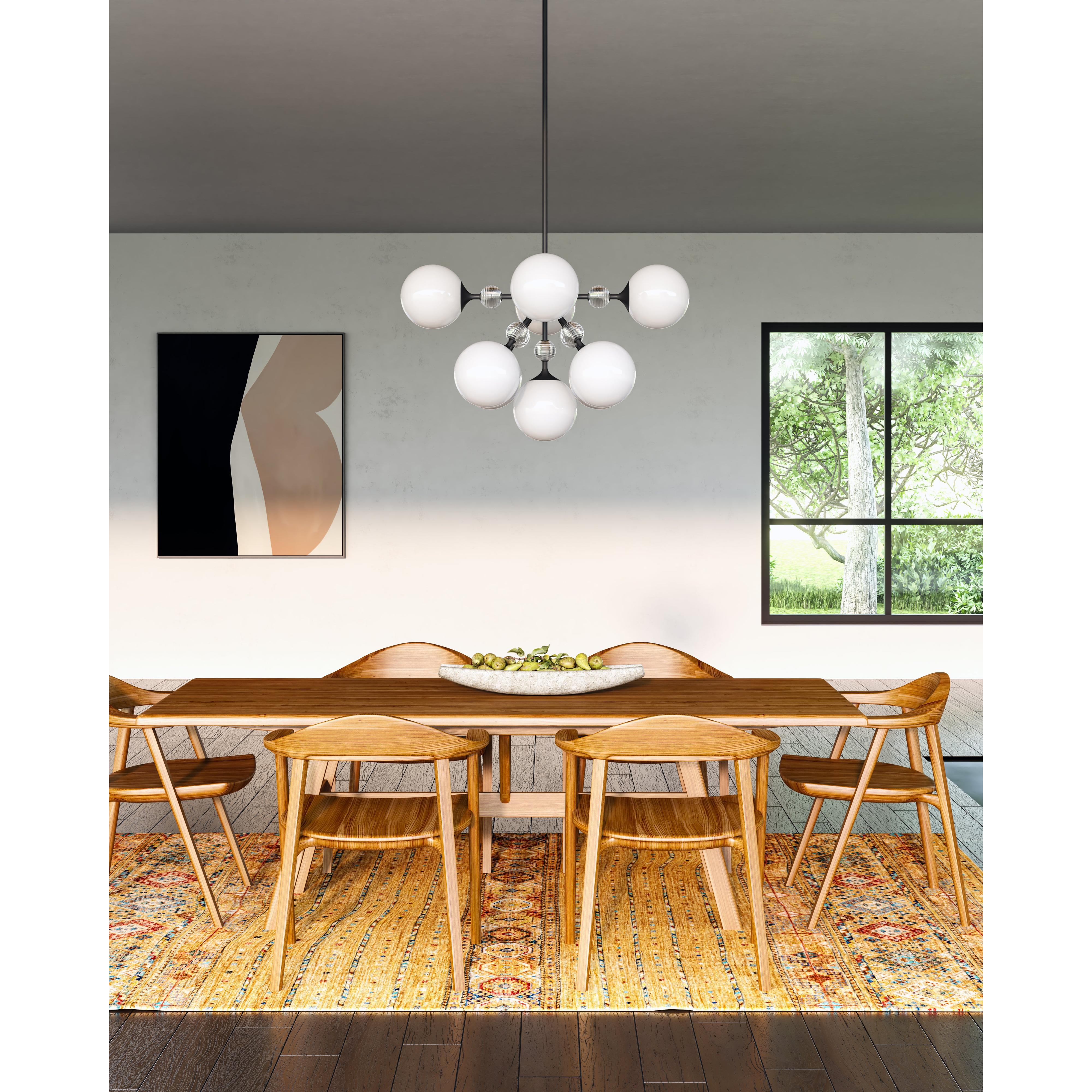 Celia 31-in Matte Black/Opal Glass 9 Lights Chandeliers